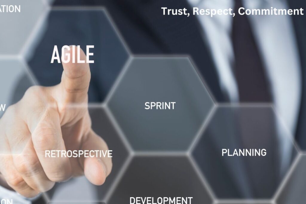 Agile-Collaborative-Scrum-events-and-values-in-hexagon-tiles-image